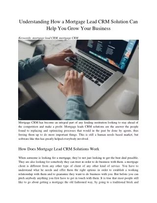 understanding how a mortgage lead crm solution