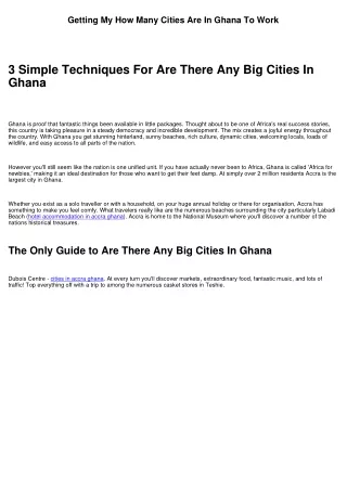 How Many Cities In Ghana Fundamentals Explained