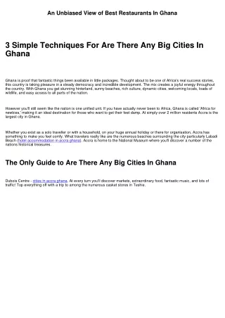 What Does Are There Any Big Cities In Ghana Mean?