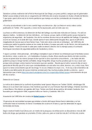 Rafael Lacava sabía del cargamento de cocaína incautado en Aruba el 27 de Febrero del 2020