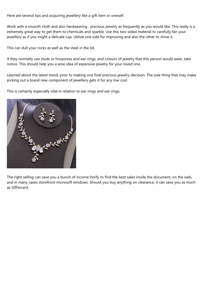 here are several tips and acquiring jewellery