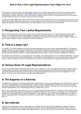 Just how to Pick a Civil Legal Representative That's Right For You?