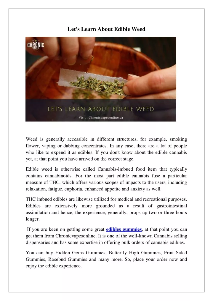 let s learn about edible weed