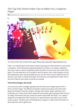 the top five online poker tips to make