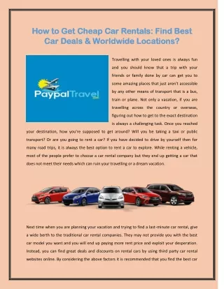 How to Get Cheap Car Rentals: Find Best Car Deals & Worldwide Locations?