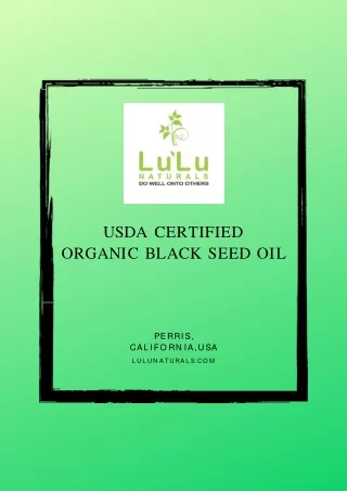 Buy USDA Certified Organic Black Seed Oil to Control Blood Pressure