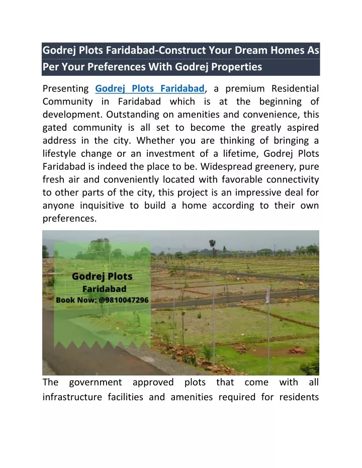 godrej plots faridabad construct your dream homes
