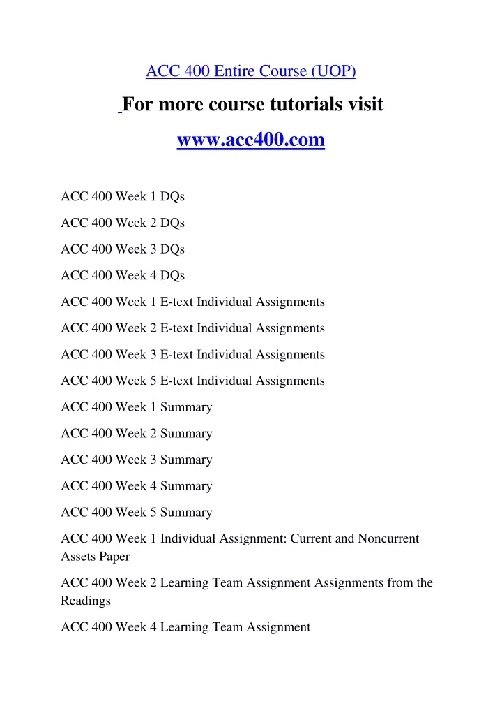 acc 400 entire course uop