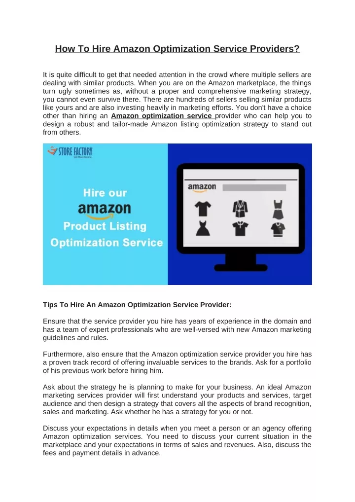 how to hire amazon optimization service providers