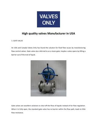 Cryogenic Valve Manufacturer In USA - Valves Only