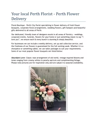 Your local perth florist - perth flower delivery