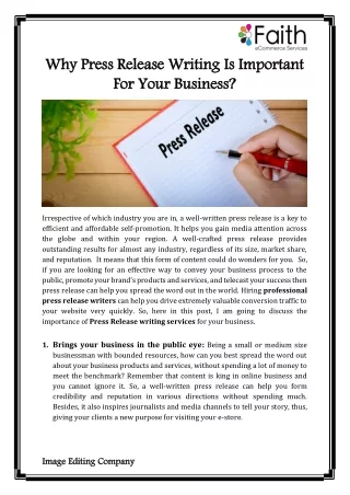 Why Press Release Writing Is Important For Your Business?