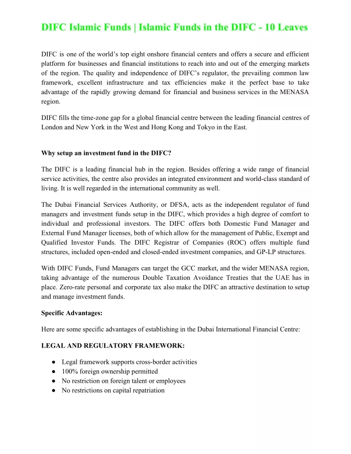 difc islamic funds islamic funds in the difc