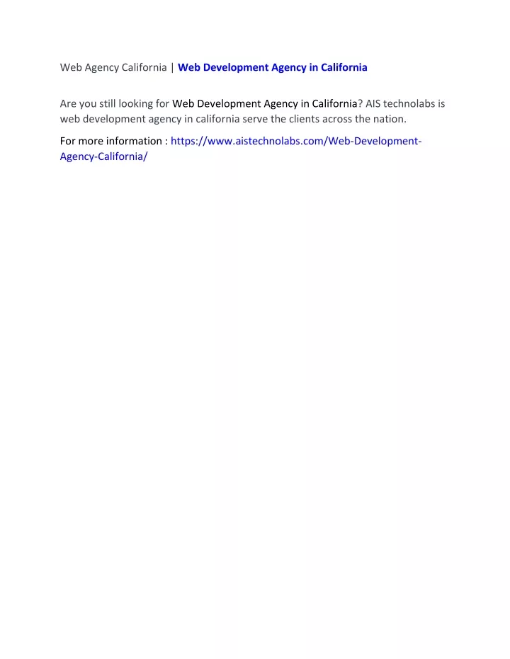 web agency california web development agency