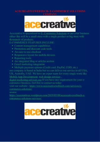 acecreativewebtech e commerce solutions company