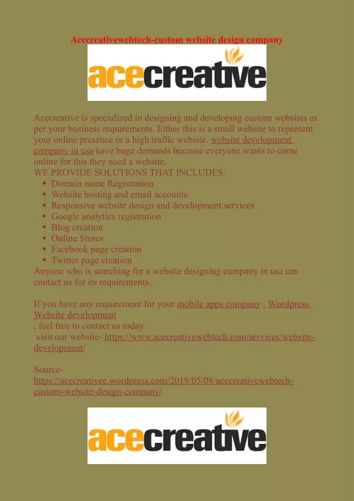 acecreativewebtech custom website design company
