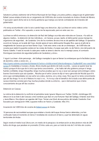 Rafael Lacava sabía del cargamento de cocaína incautado en Aruba el 27 de Febrero del 2020