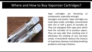 Where and How to Buy Vaporizer Cartridges?