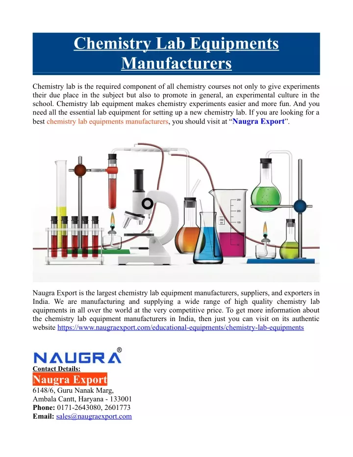 chemistry lab equipments manufacturers