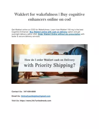 Get Waklert for Wakefulness Online on COD