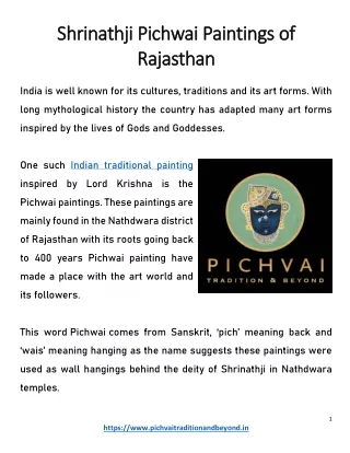 Shrinathji Pichwai Paintings of Rajasthan