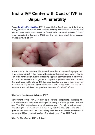 indira ivf center with cost of ivf in jaipur vinsfertility