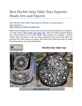 Best Marble Inlay Table Tops Exporter Maahi Arts and Exports