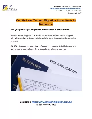 Certified and Trained Migration Consultants in Melbourne