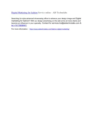 digital marketing for fashion service online