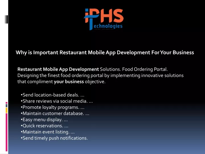 why is important restaurant mobile