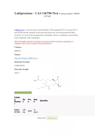 lubiprostone cas 136790 76 6 catalog number b0084