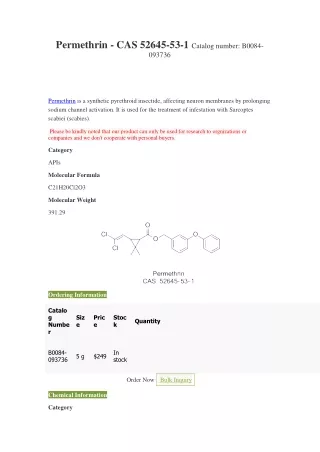 permethrin cas 52645 53 1 catalog number b0084