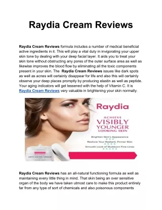 Raydia Cream Reviews