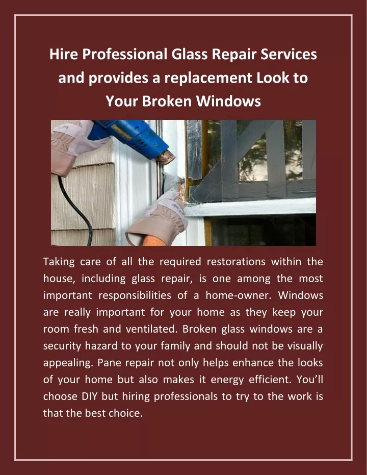 hire professional glass repair services