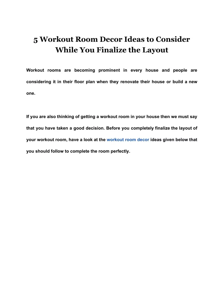 5 workout room decor ideas to consider while