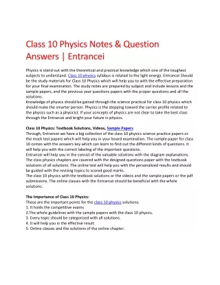 physics topics for presentation class 10