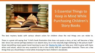 5 Essential Things to Keep in Mind While Purchasing Children's Story Books