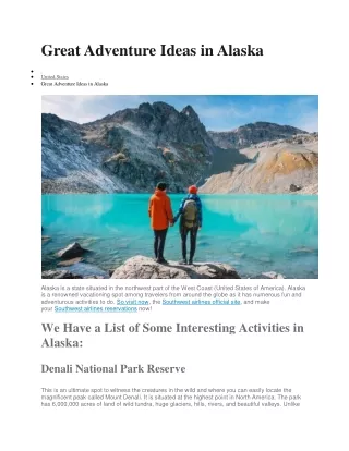 Great Adventure Ideas in Alaska
