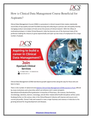 How is Clinical Data Management Course Beneficial for Aspirants?