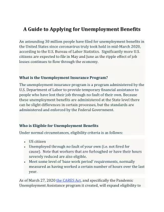 A Guide to Applying for Unemployment Benefits