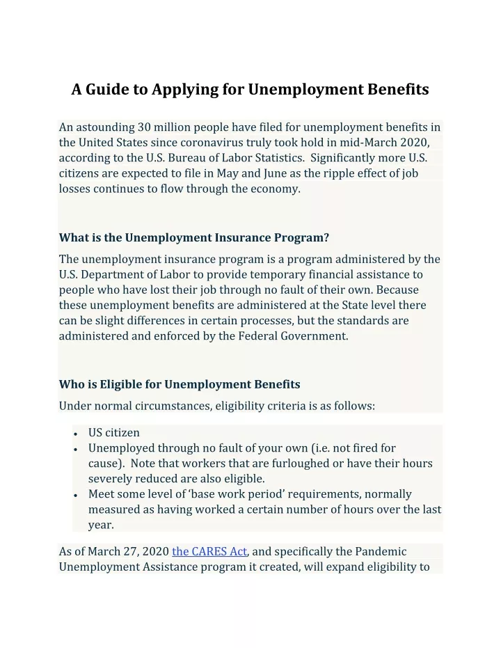a guide to applying for unemployment benefits
