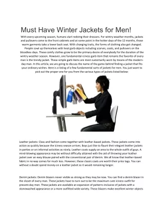 Must Have Winter Jackets for Men!