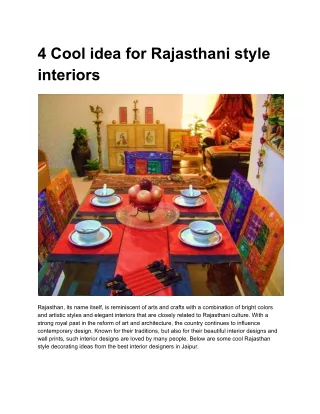 4 Cool idea for Rajasthani style interiors