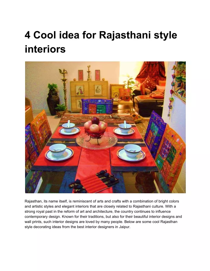 4 cool idea for rajasthani style interiors