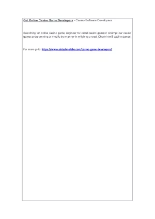get online casino game developers casino software