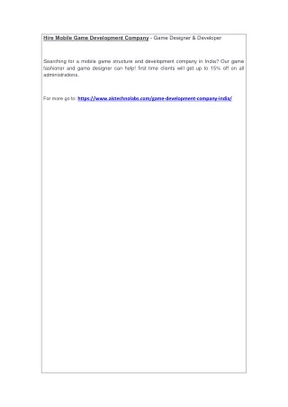 hire mobile game development company game