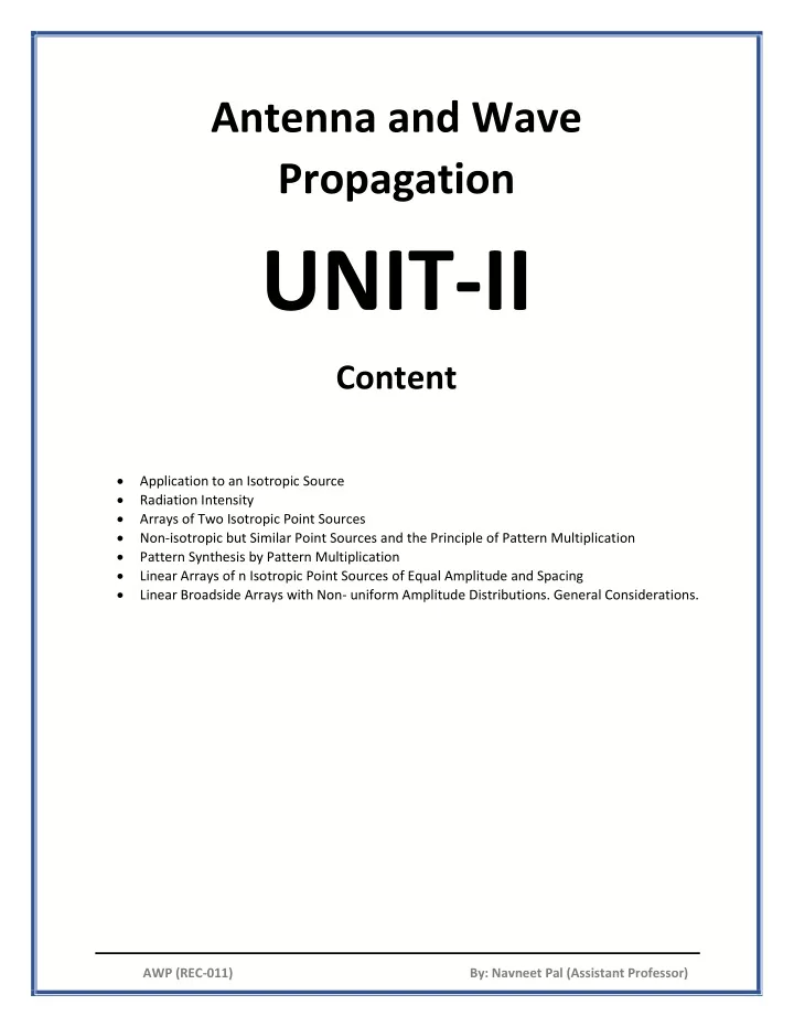 antenna and wave propagation unit ii