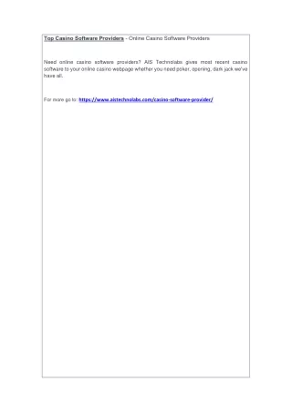 top casino software providers online casino
