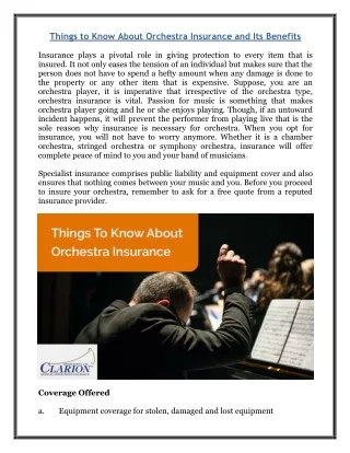 things to know about orchestra insurance