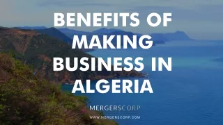 Benefits of Making Business in Algeria | Buy & Sell Business